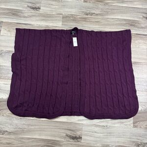 NWT Ann Taylor Purple Cable-Knit Open Front Cardigan Poncho One Size